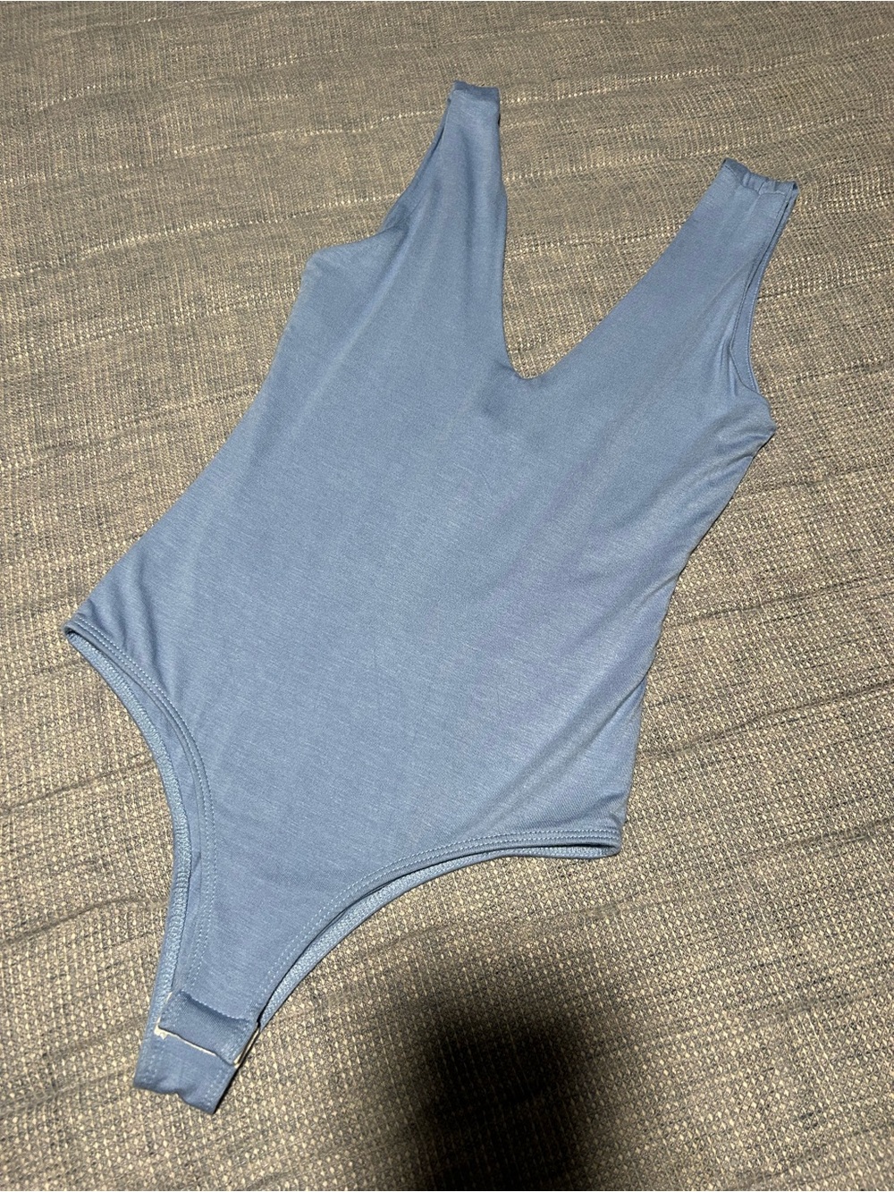 Sleeveless V-Neck Light Blue Bodysuit